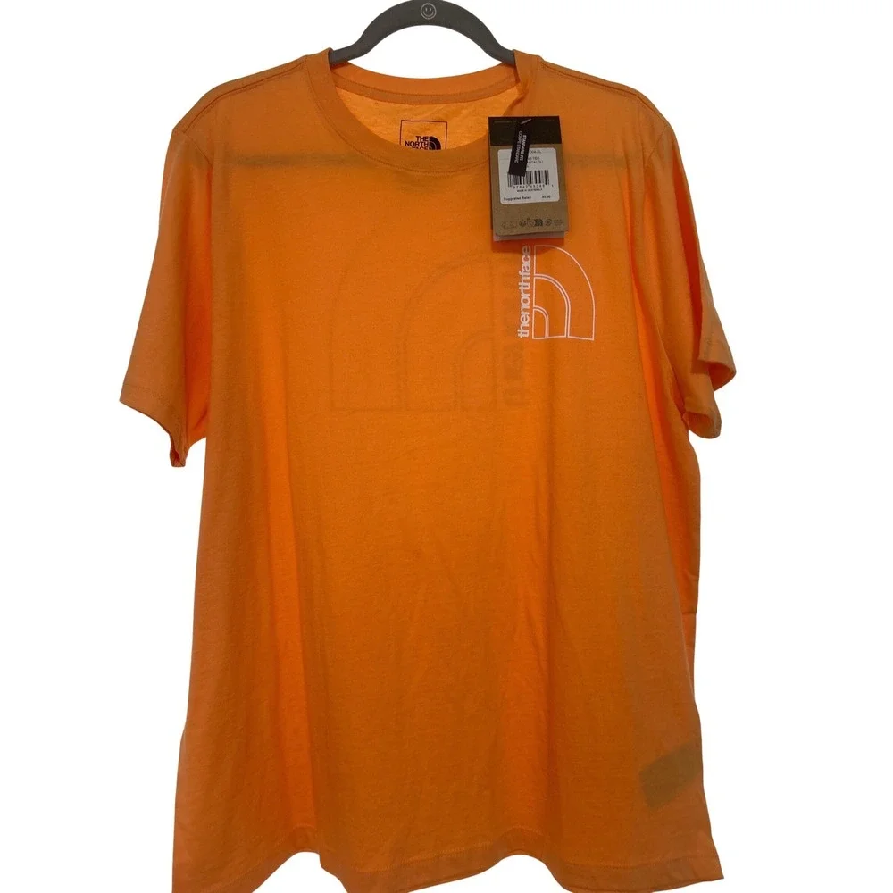 The North Face Womens Outline Tee Bright Cantaloupe Orange Logo Shirt XL NEW - Picture 2 of 10